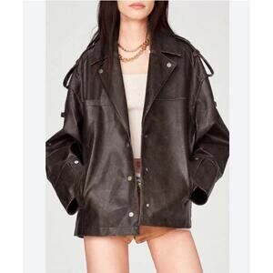 FABRIQUE Alisa Julia Ruban Sz S Small Irina Vegan Leather Vintage Biker Jacket